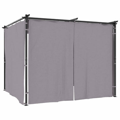 Gazebo con Tende 3x3 m Antracite in Acciaio