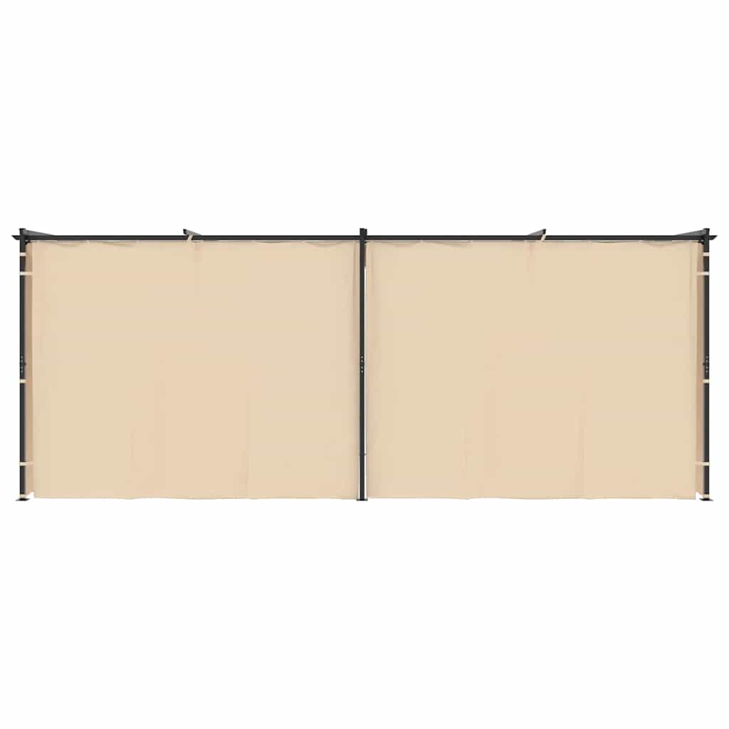Gazebo con Tende 3x6 cm Crema in Acciaio