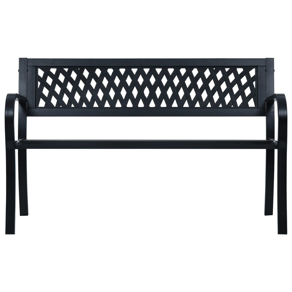 Panchina da Giardino 125 cm Nera in Acciaio