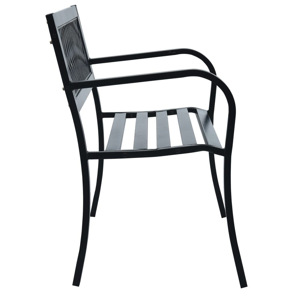 Panchina da Giardino 125 cm Nera in Acciaio