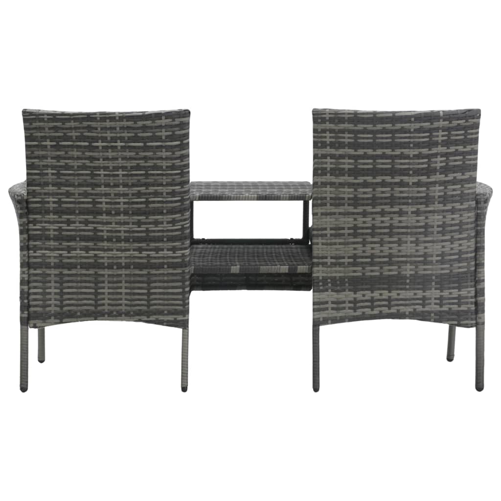 Divano da Giardino 2 Posti con Tavolino in Polyrattan Antracite