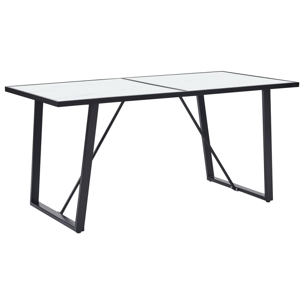 Tavolo da Pranzo Bianco 160x80x75 cm in Vetro Temperato