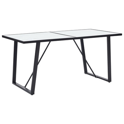 Tavolo da Pranzo Bianco 160x80x75 cm in Vetro Temperato