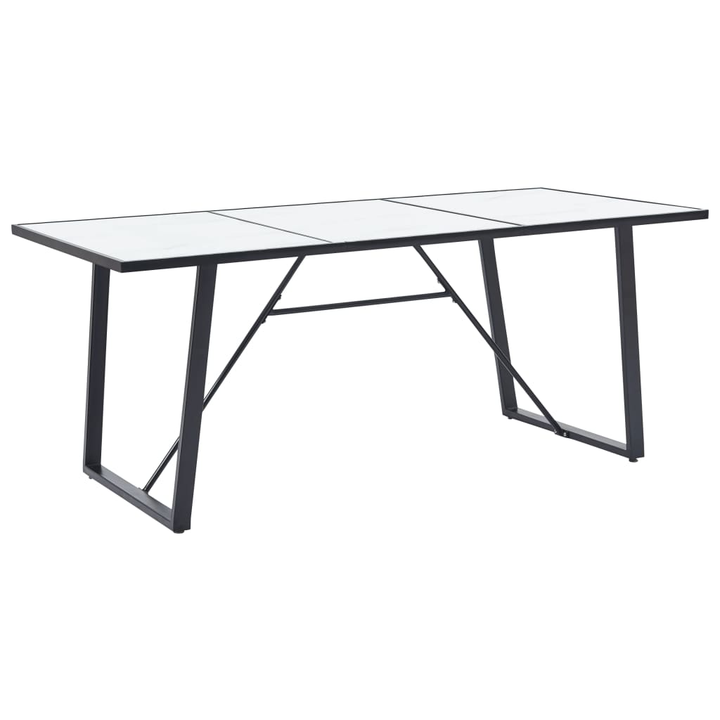 Tavolo da Pranzo Bianco 180x90x75 cm in Vetro Temperato
