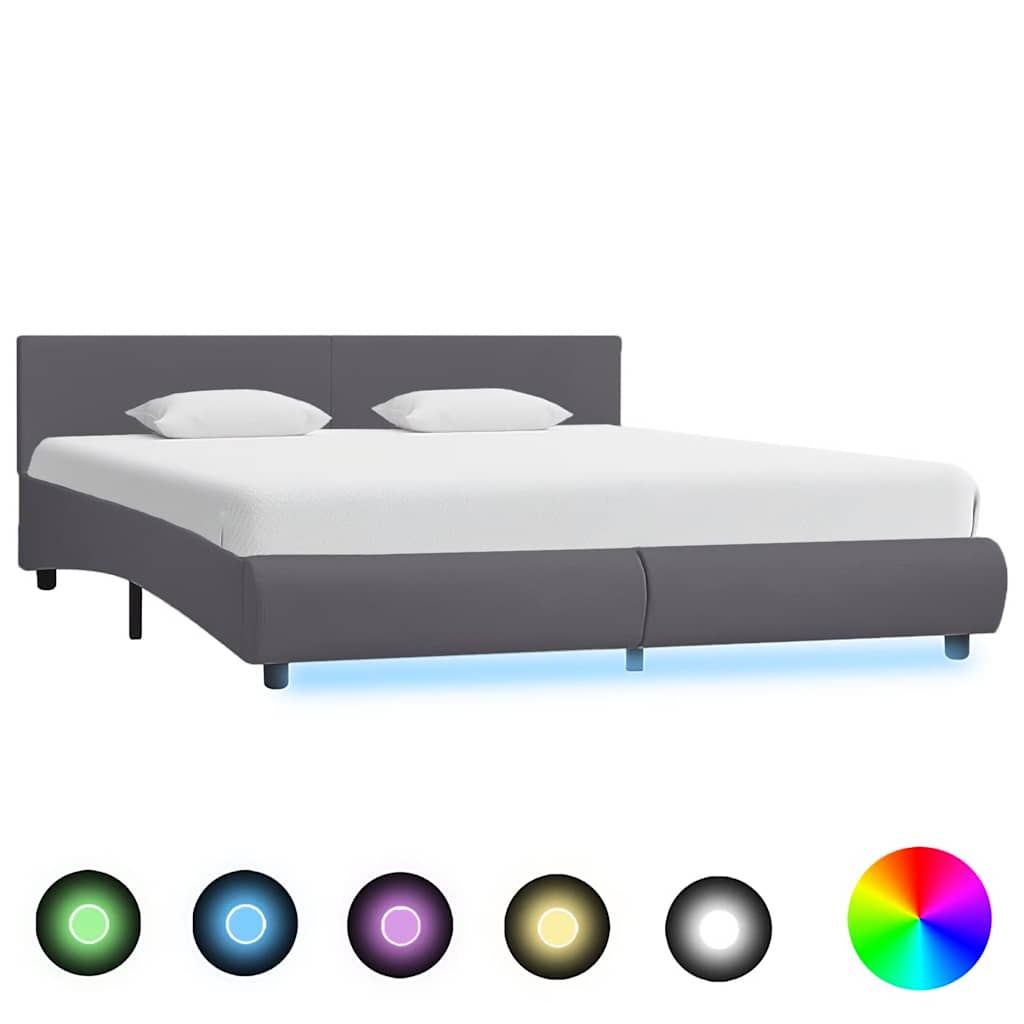 Giroletto con LED Grigio in Similpelle 180x200 cm