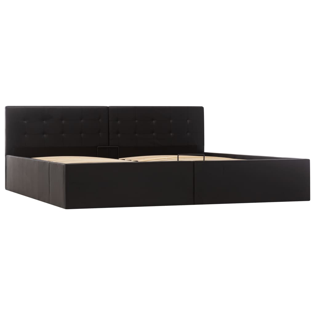 Giroletto con Contenitore Idraulico Nero Similpelle 180x200cm
