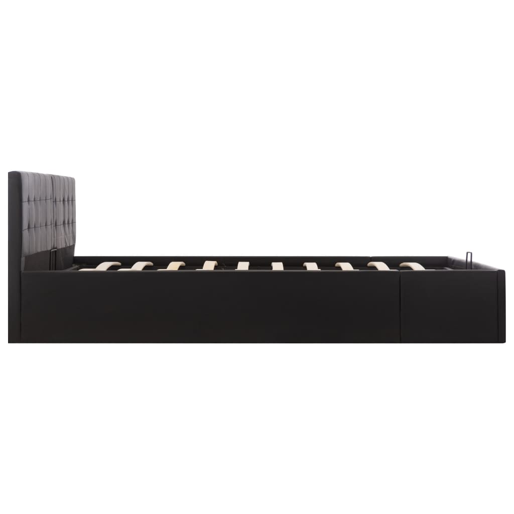 Giroletto con Contenitore Idraulico Nero Similpelle 180x200cm