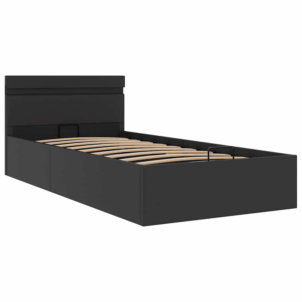 Giroletto Contenitore Idraulico LED Nero Similpelle 90x200 cm