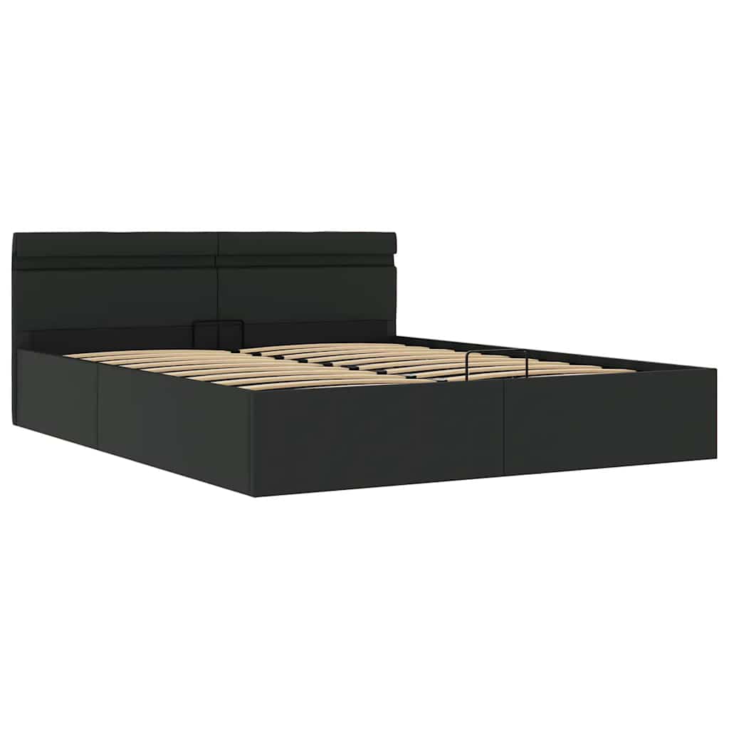 Giroletto Contenitore Idraulico LED Nero Similpelle 180x200cm