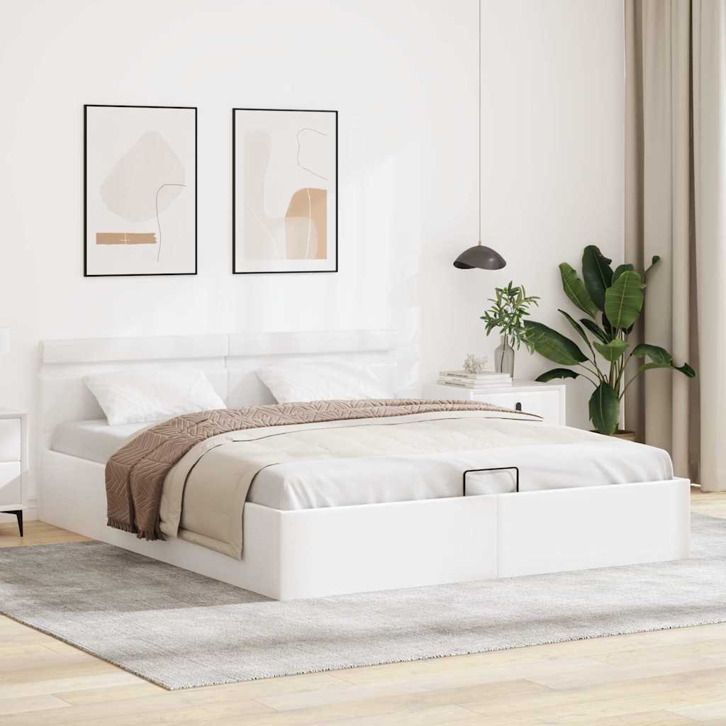Giroletto Contenitore Idraulico LED Bianco Similpelle 180x200cm