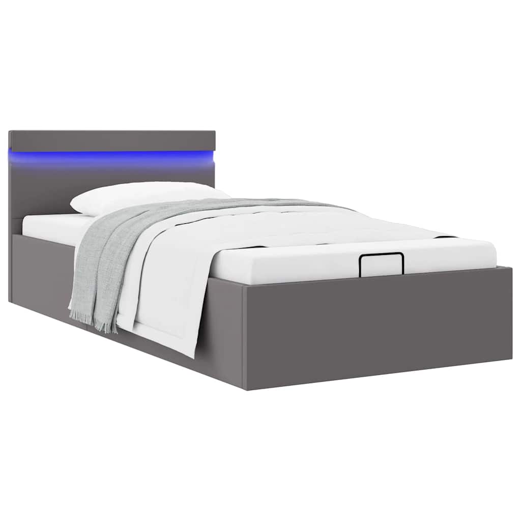 Giroletto Contenitore Idraulico LED Grigio Similpelle 90x200 cm
