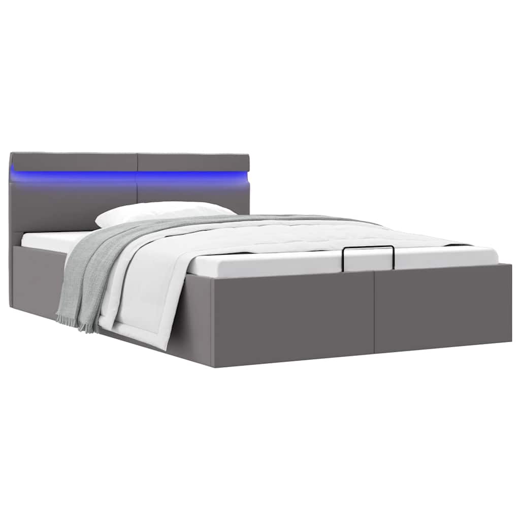 Giroletto Contenitore Idraulico LED Grigio Similpelle 140x200cm