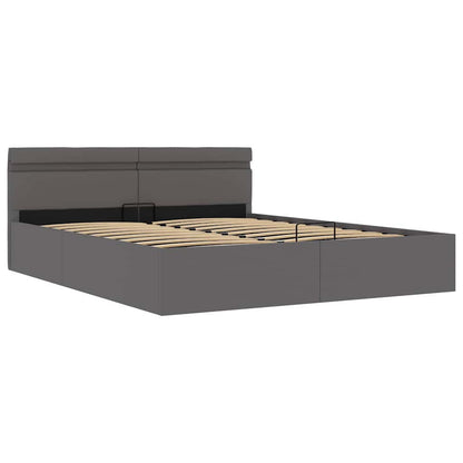 Giroletto Contenitore Idraulico LED Grigio Similpelle 180x200cm