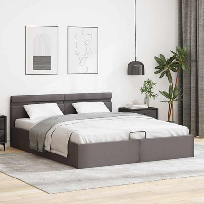 Giroletto Contenitore Idraulico LED Grigio Similpelle 180x200cm