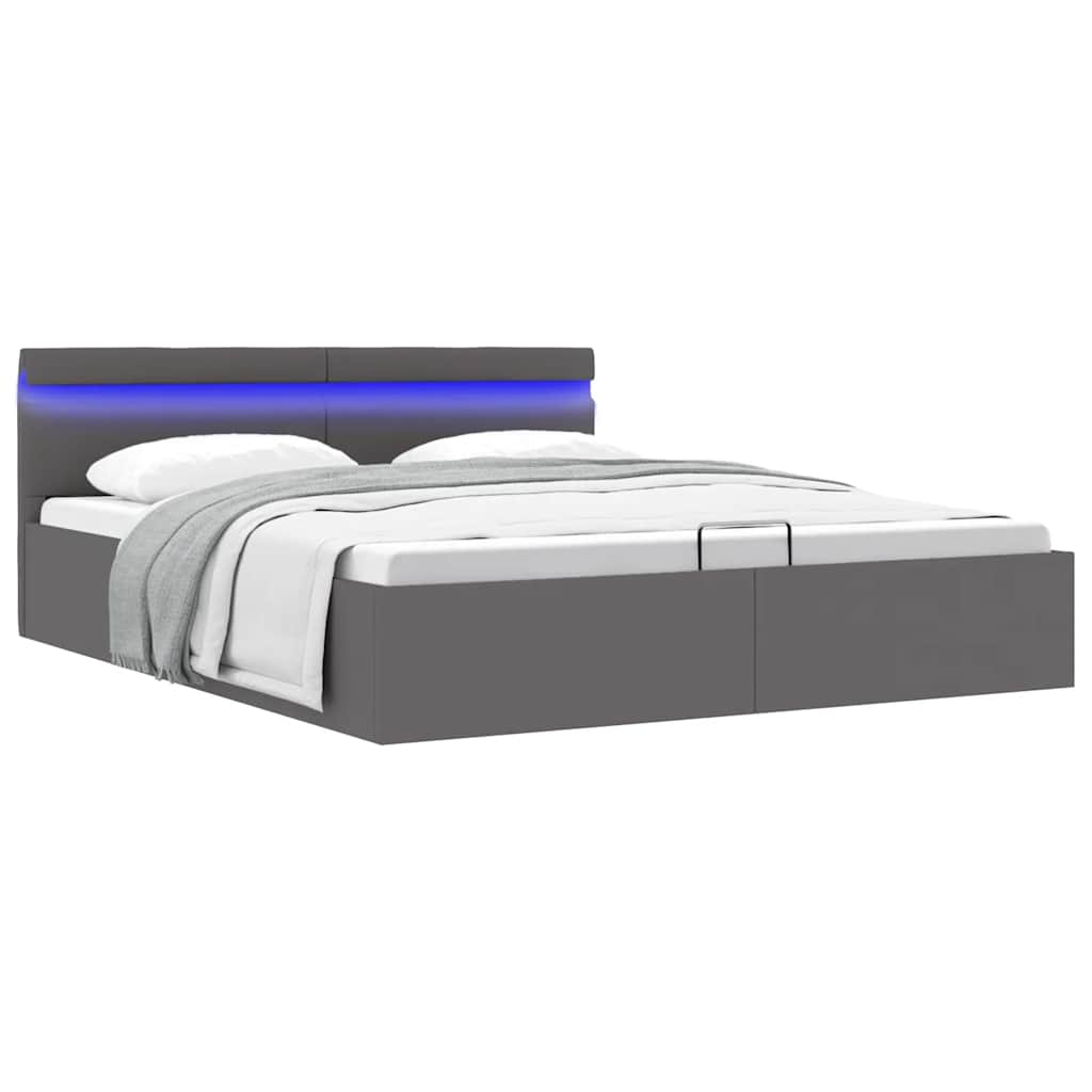 Giroletto Contenitore Idraulico LED Grigio Similpelle 180x200cm