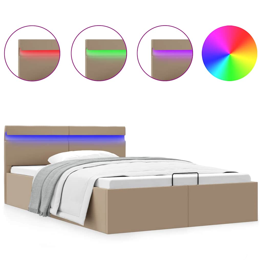 Giroletto Idraulico con LED Cappuccino Similpelle 120x200cm