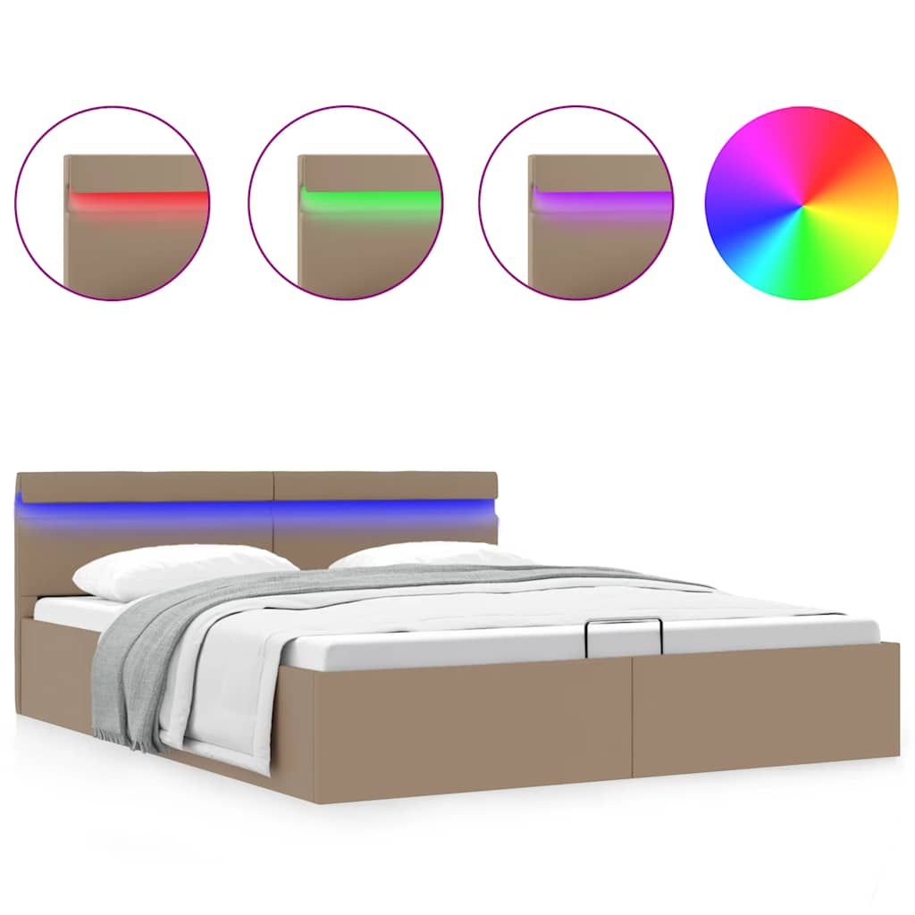 Giroletto Idraulico con LED Cappuccino Similpelle 180x200cm