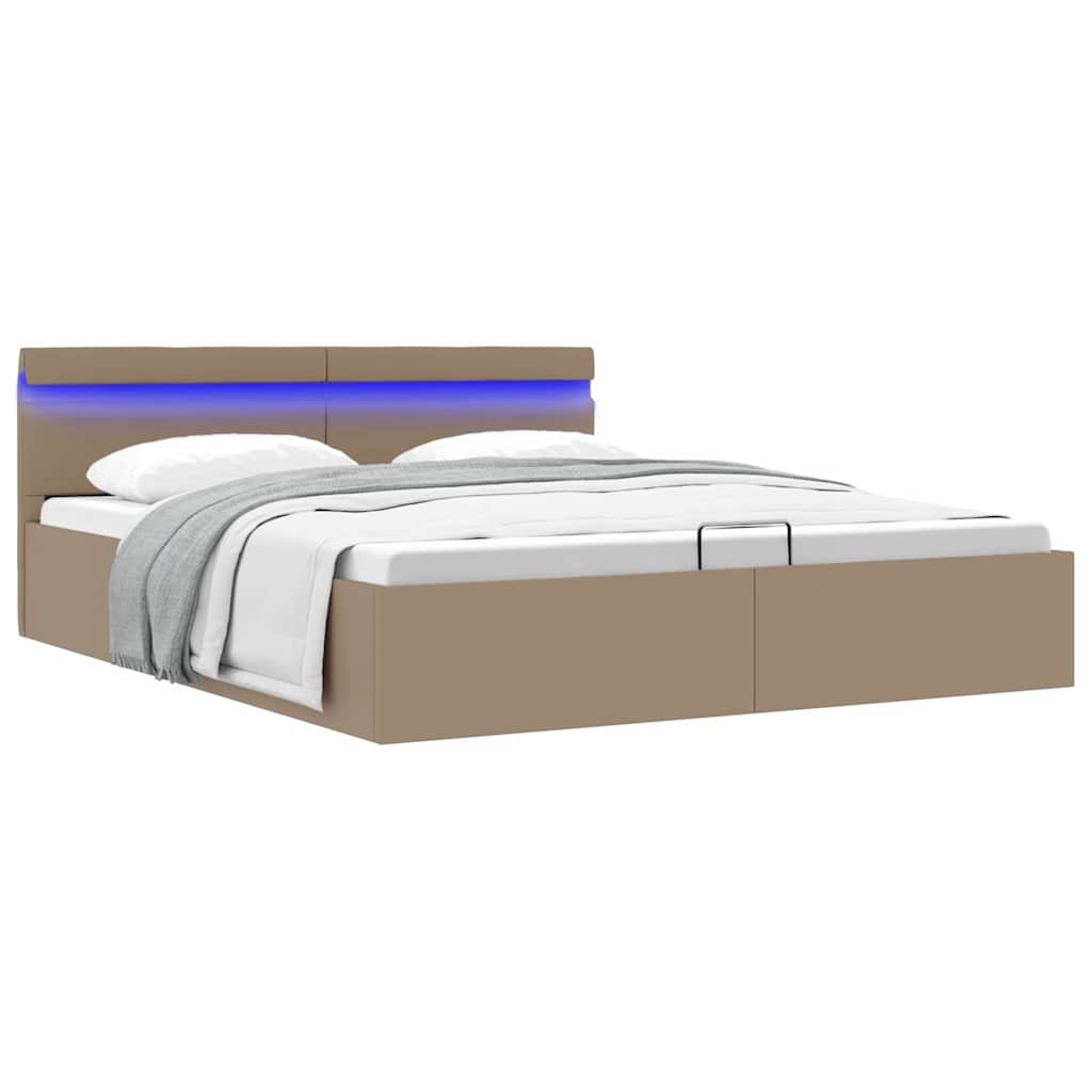 Giroletto Idraulico con LED Cappuccino Similpelle 180x200cm