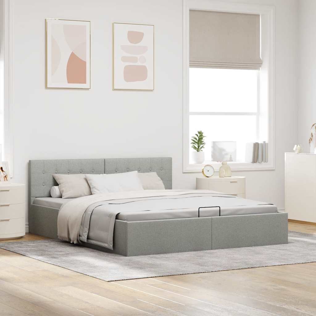 Giroletto con Contenitore  Grigio Chiaro in Tessuto 180x200 cm