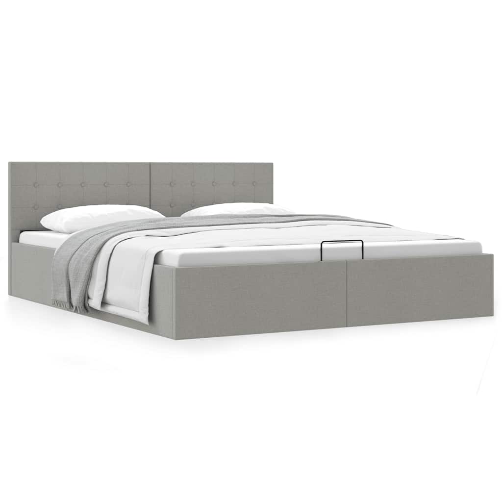 Giroletto con Contenitore  Grigio Chiaro in Tessuto 180x200 cm