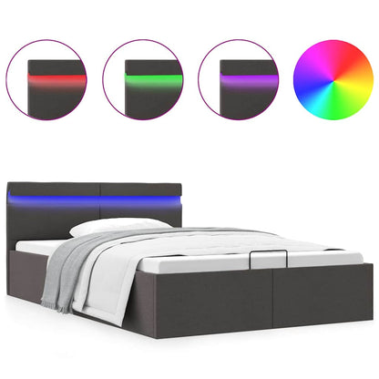 Giroletto con Contenitore e LED Grigio Scuro Tessuto 140x200 cm