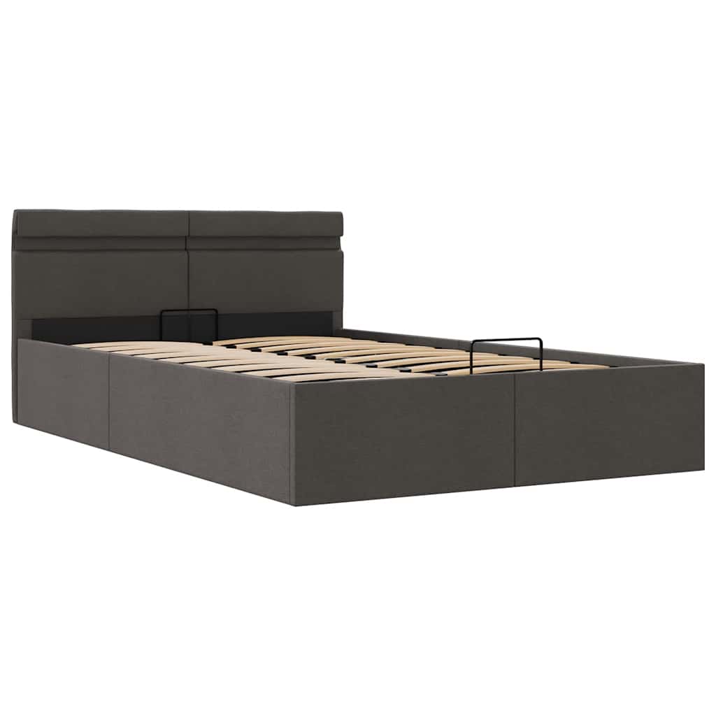Giroletto con Contenitore e LED Grigio Scuro Tessuto 140x200 cm