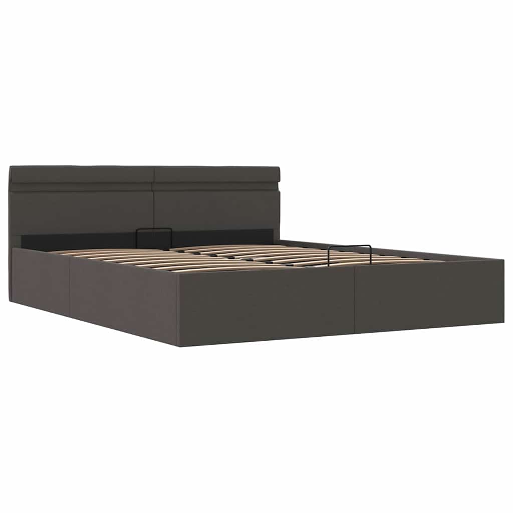 Giroletto con Contenitore e LED Grigio Scuro Tessuto 100x200 cm
