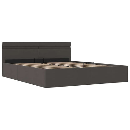 Giroletto con Contenitore e LED Grigio Scuro Tessuto 180x200 cm
