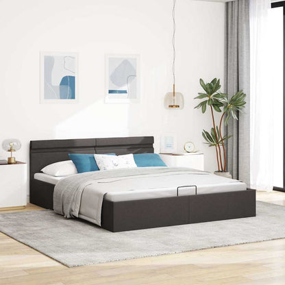 Giroletto con Contenitore e LED Grigio Scuro Tessuto 180x200 cm
