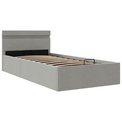 Giroletto con Contenitore e LED Grigio Chiaro Tessuto 90x200 cm