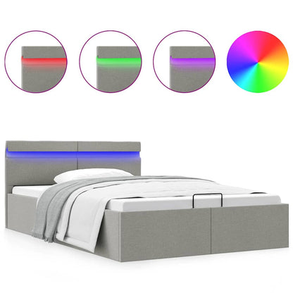 Giroletto con Contenitore e LED Grigio Chiaro Tessuto 120x200cm
