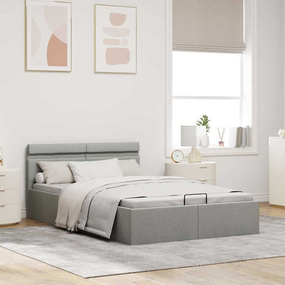 Giroletto con Contenitore e LED Grigio Chiaro Tessuto 120x200cm