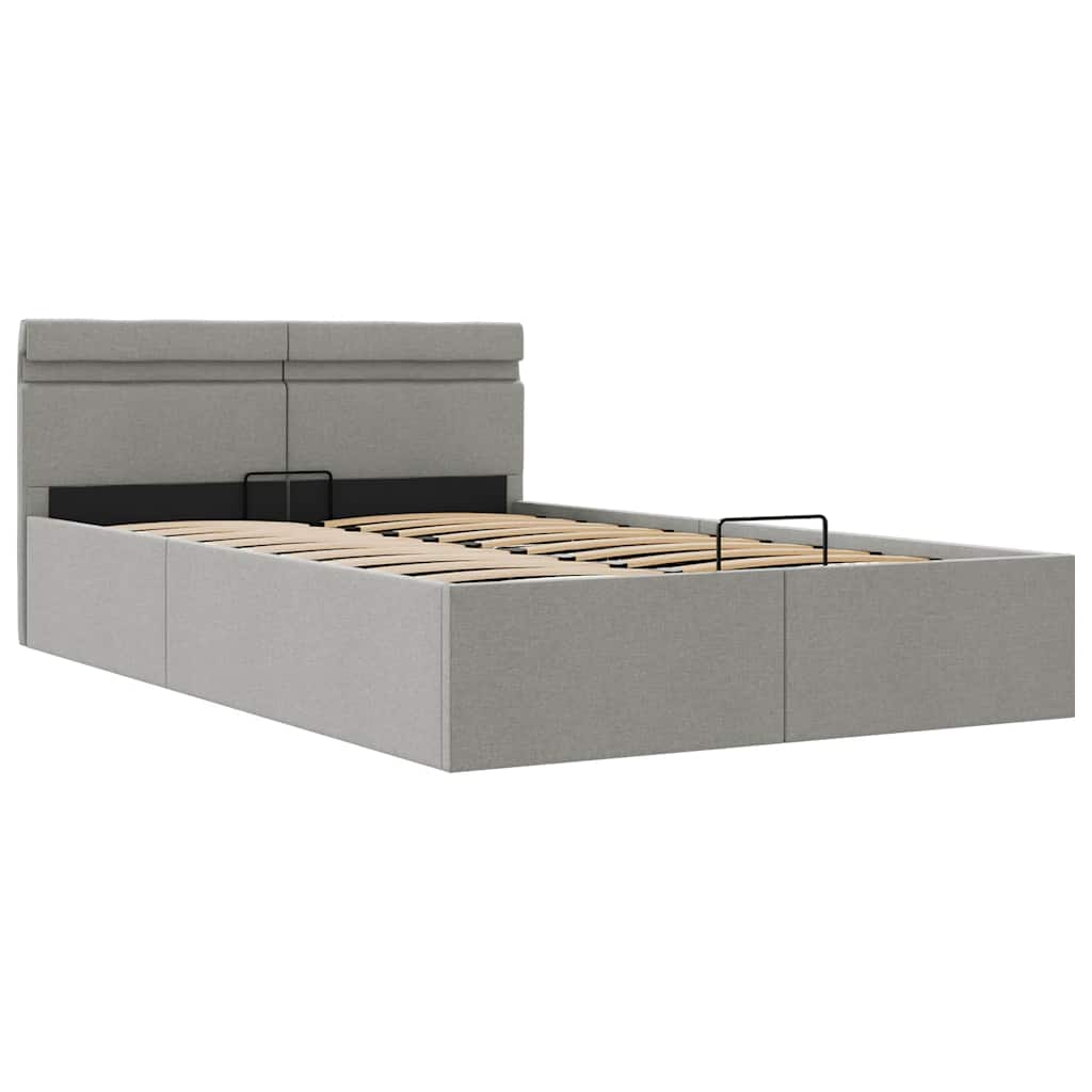 Giroletto con Contenitore e LED Grigio Chiaro Tessuto 140x200cm