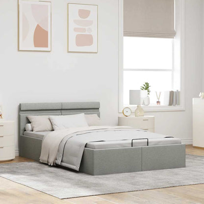 Giroletto con Contenitore e LED Grigio Chiaro Tessuto 140x200cm