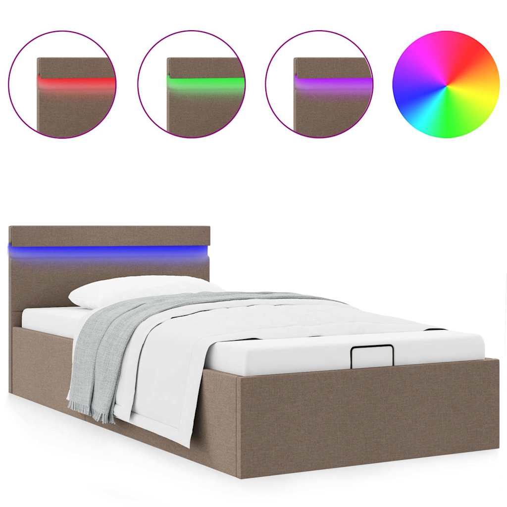 Giroletto con Contenitore e LED Tortora Tessuto 100x200 cm