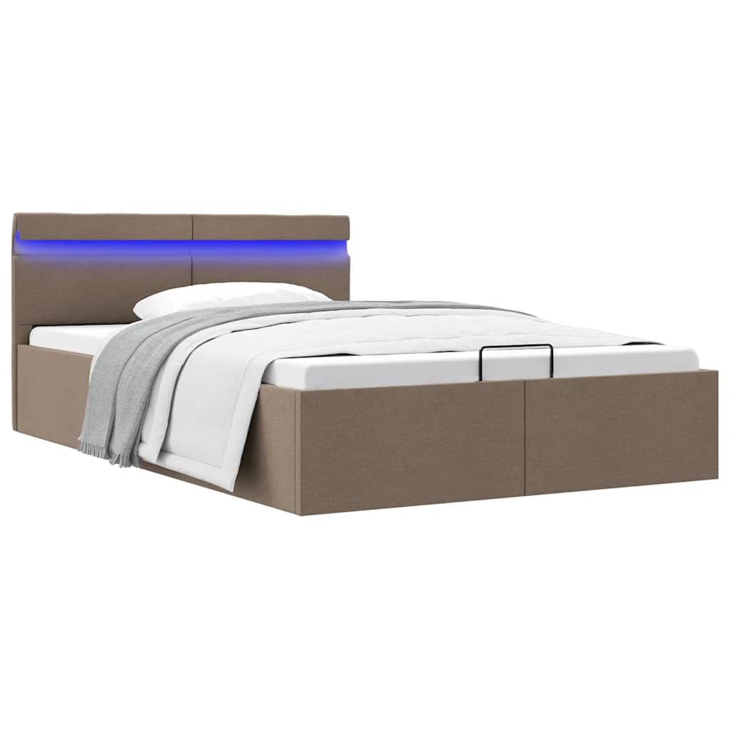 Giroletto con Contenitore e LED Tortora Tessuto 120x200 cm