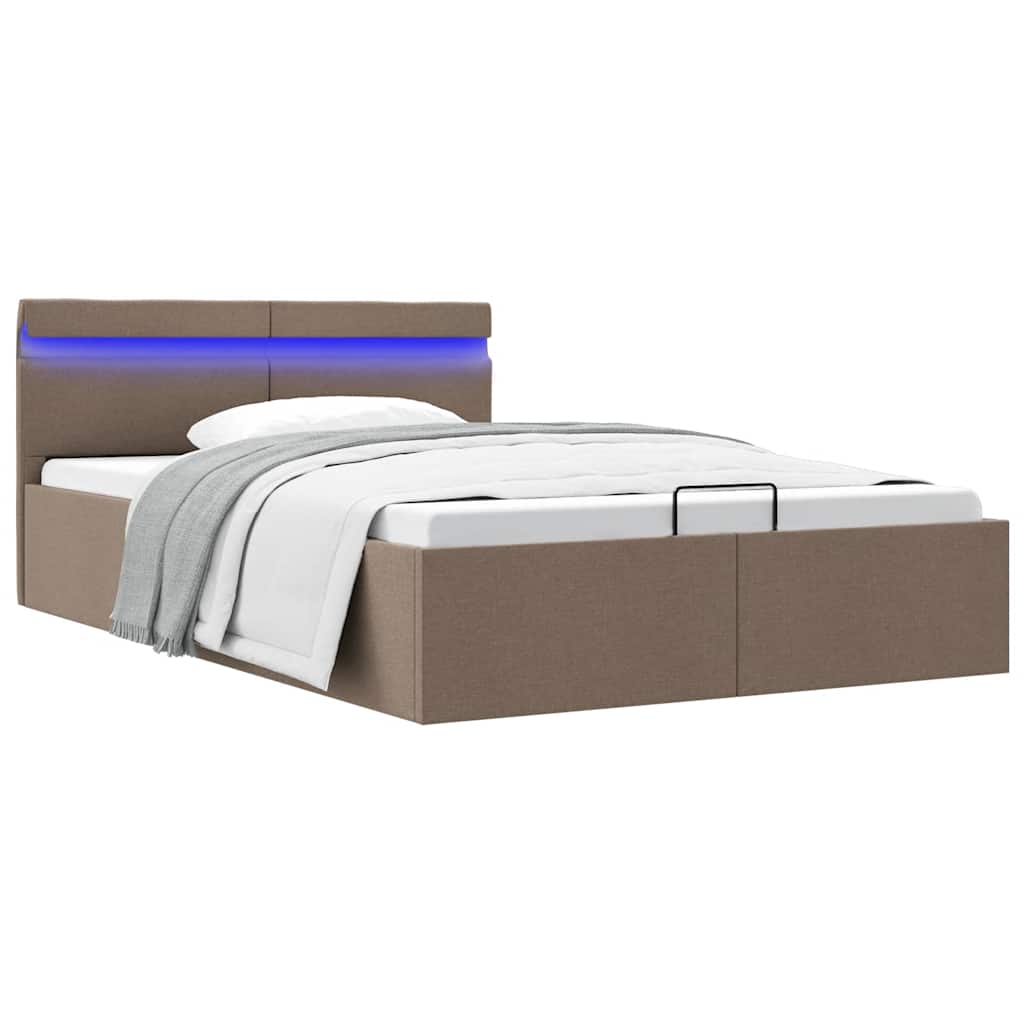 Giroletto con Contenitore e LED Tortora Tessuto 140x200 cm