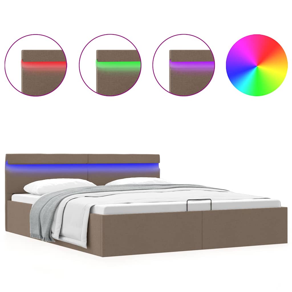 Giroletto Idraulico Contenitore LED Tessuto Tortora 160x200 cm