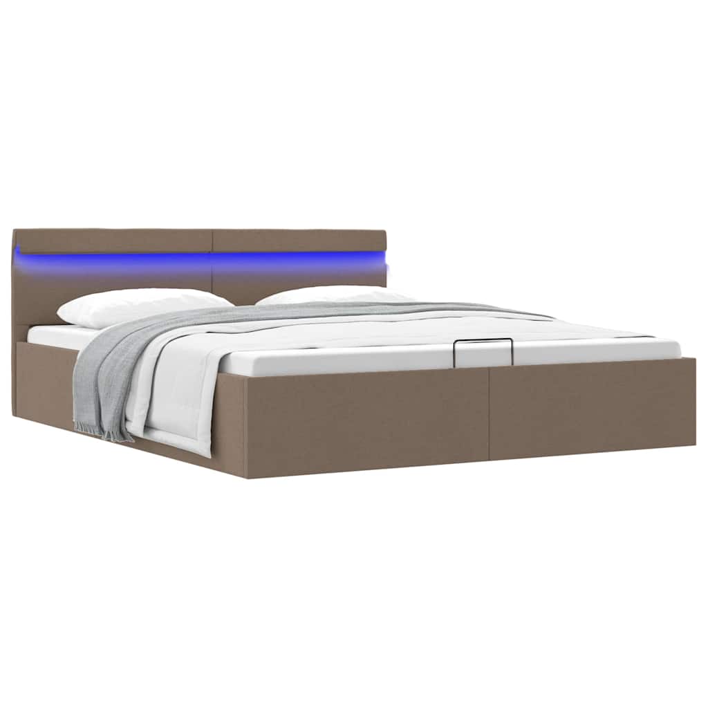 Giroletto Idraulico Contenitore LED Tessuto Tortora 160x200 cm