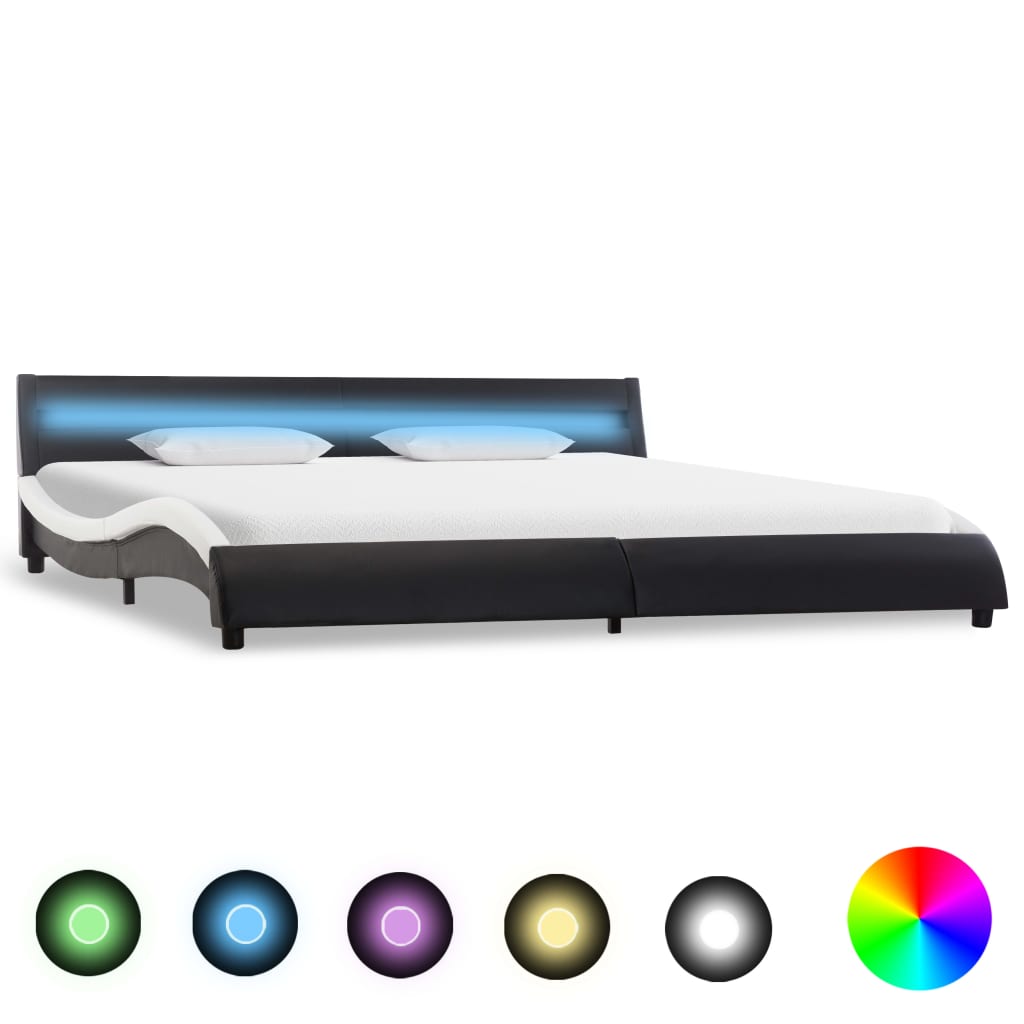 Giroletto con LED Nero e Bianco in Similpelle 180x200 cm