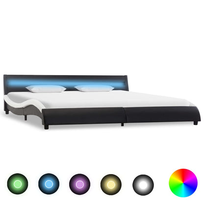 Giroletto con LED Nero e Bianco in Similpelle 180x200 cm