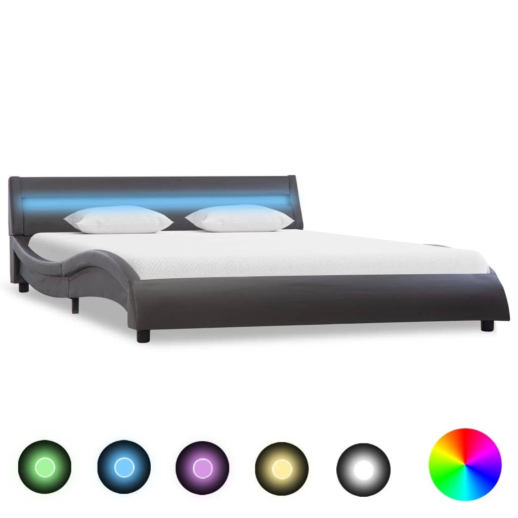 Giroletto con LED Grigio in Similpelle 160x200 cm