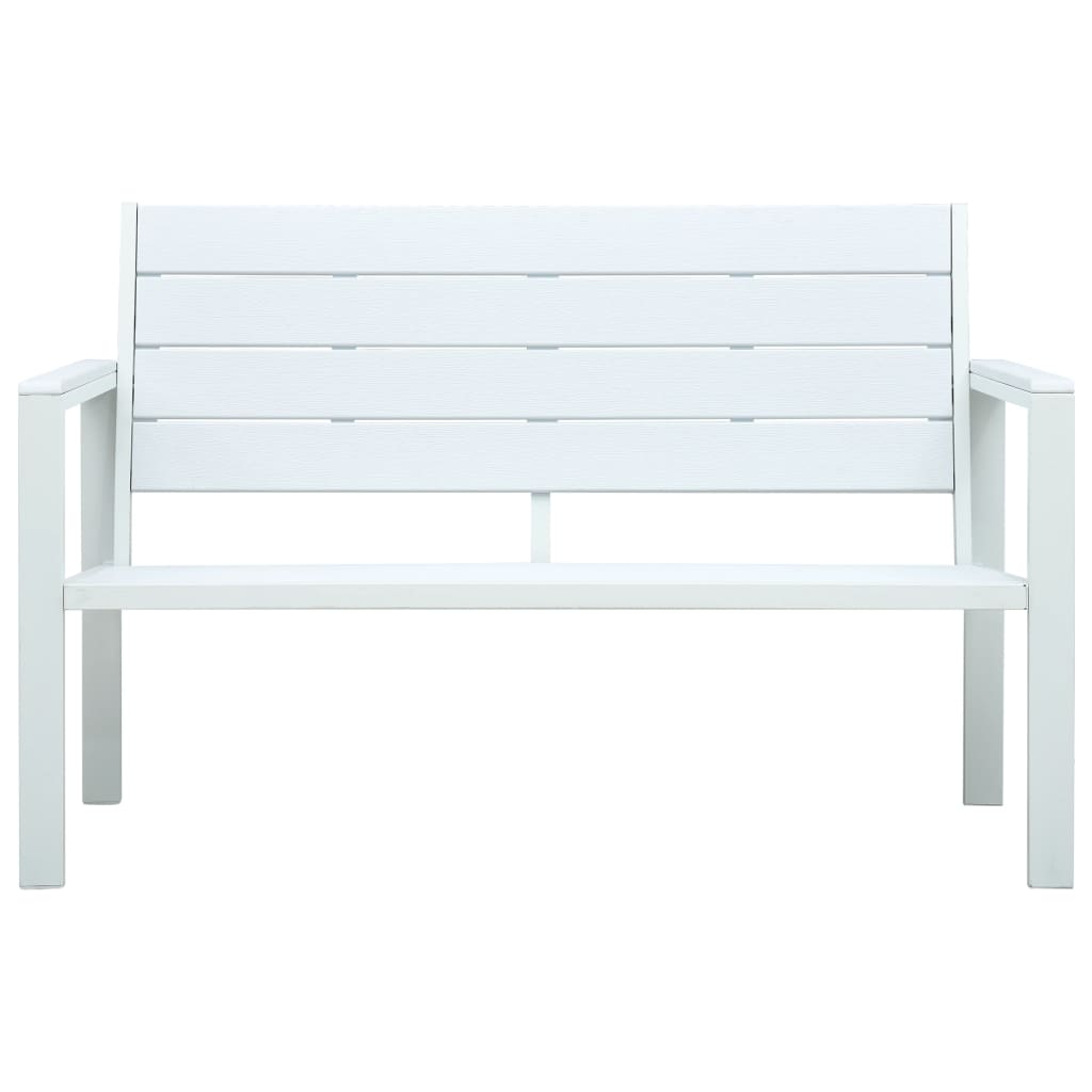 Panchina da Giardino 120 cm in HDPE Bianca con Aspetto Legno
