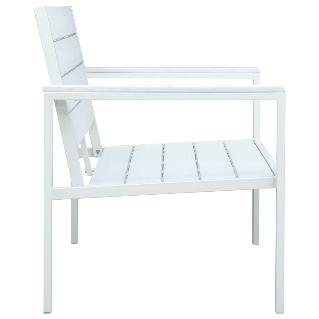 Panchina da Giardino 120 cm in HDPE Bianca con Aspetto Legno