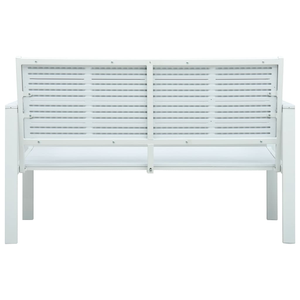 Panchina da Giardino 120 cm in HDPE Bianca con Aspetto Legno
