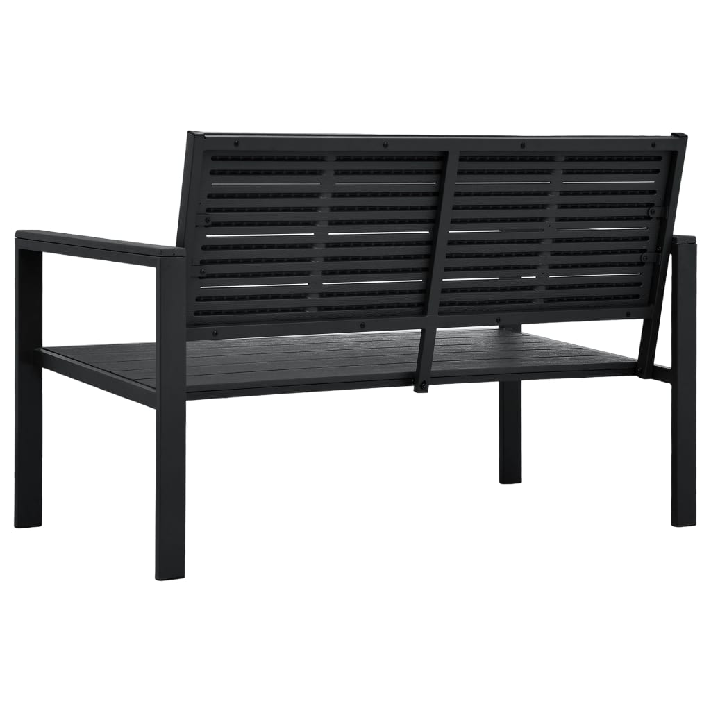 Panchina da Giardino 120 cm in HDPE Nera Aspetto Legno