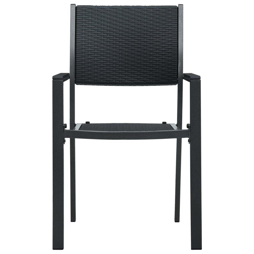 Sedie da Giardino 2 pz Nere in Plastica Stile Rattan