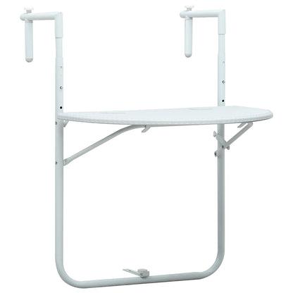Tavolo da Balcone Pensile Bianco 60x64x83,5cm Plastica Rattan