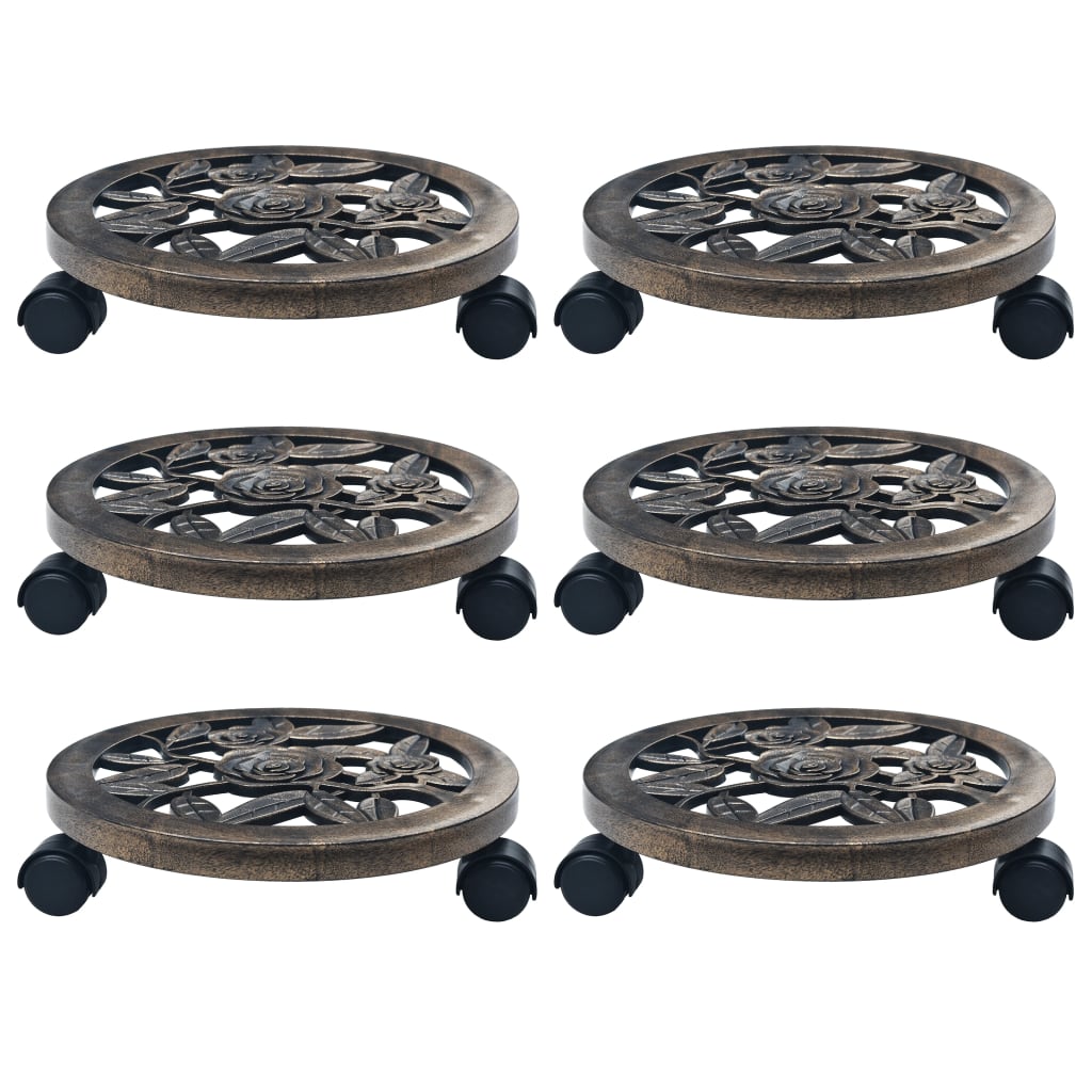 Carrelli Portavasi 6 pz Bronzo 30 cm in Plastica