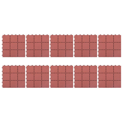 Piastrelle per Decking 10 pz Rosse 30,5x30,5 cm in Plastica